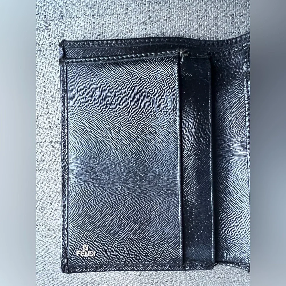 Fendi Black leather compact wallet